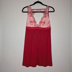 Soma Red Pink Floral Lace Valentine's Day Romantic Feminine Chemise M